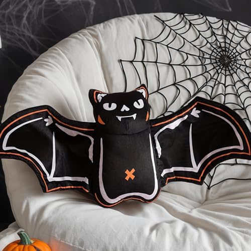 Ashler Bat Pillows for Happy Halloween, Black Bat Shaped Throw Pillow, Cute Stylable Bat Halloween Pillow for Room Decorative, 15.5x37 inches Cushion