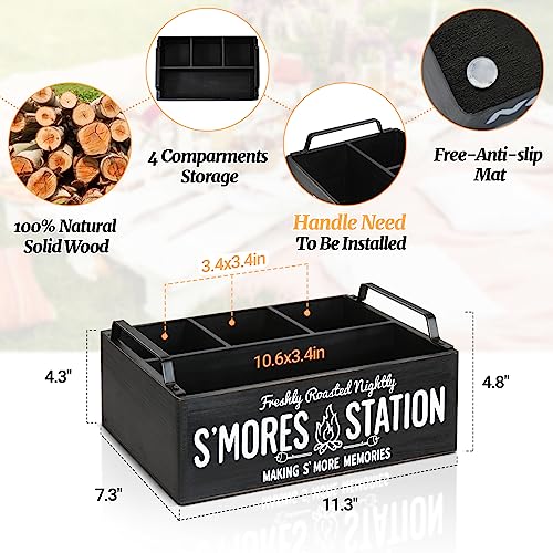 COZYYROME S'Mores Station, Farmhouse S'mores Bar Holder, Smores Caddy, Smores Accessories Organizer, Smores Supplies Container, Smores Maker Box for Smores Kit