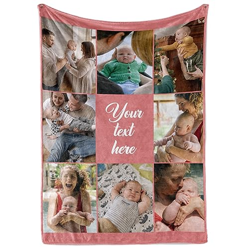 Ships Next Day, Custom Blanket with Picture and Text - Printed in USA, Personalized Photo Blanket with Text (Fleece 30x40)