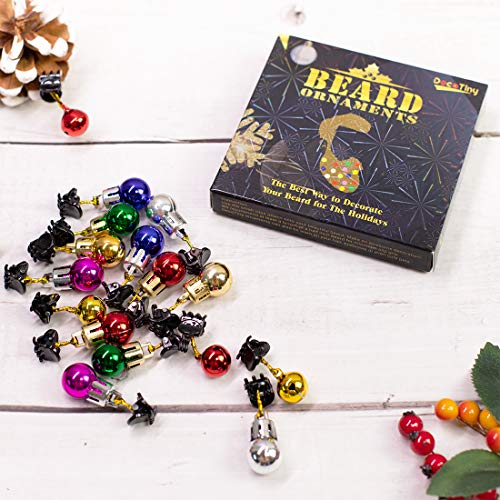 DecoTiny 16pcs Beard Ornaments. 4 Sounding Jingle Bells and 12 Colors of Christmas Baubles Great Gift Idea! (4 Bell+12 Baubles)