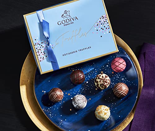 Godiva Chocolatier Patisserie Dessert Chocolate Truffle Gift Box for Birthday, Graduation, Thank You, Father's Day Gift Basket, Gourmet Candy with Creamy Filling in Milk, White, Dark Chocolate, 6pc