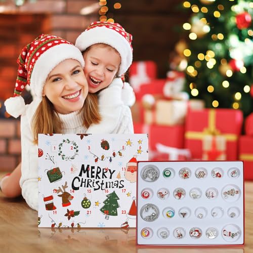 24PCS Christmas Advent Calendar 2024 Girls Bracelet Christmas Countdown Calendar DIY Bracelets Ornament Christmas Vacation Advent Calendar Christmas Gift Set for Girls Boys Kids Women