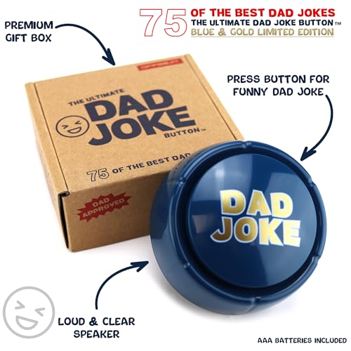 The Ultimate Dad Joke Button Funny Gift for Dads and Fathers 75 Hilarious Dad Jokes - Ready to Gift Box, Fun for Dads, Kids, Grandpa, Uncles, The Gift of Laughs, Hilarious Family Friendly Jokes