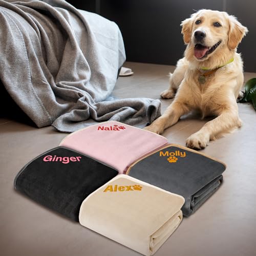 Personalized Dog Blanket with Name, Custom Blankets for Dog Bed Car, and Couch, Embroidered Waterproof Dog Blanket Soft and Comfortable for Small, Medium & Large Dogs, Best Gift for Pet Lovers…