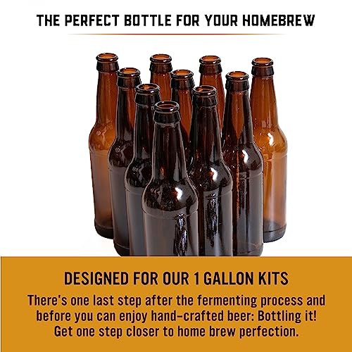 Deluxe Bottling Kit – Craft a Brew Homebrew Bottler Equipment – Home Brewing Easy Bottling Set – 10 Empty 12oz. Amber Glass Bottles – 30+ Caps – 1 Capper…