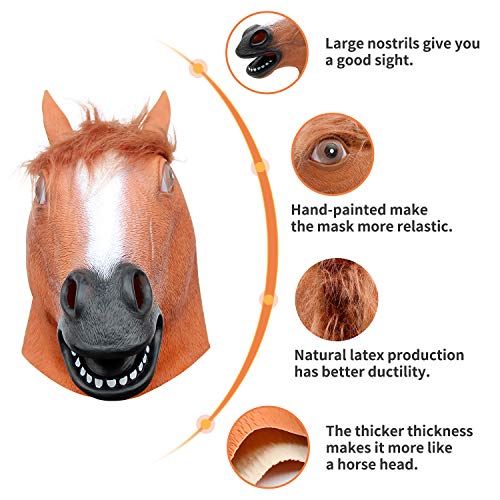 Horse Mask Party Dress Up Horse Head masks for adults Men Masquerade (brown)