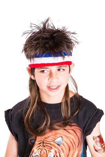 Mullet On The Go - The Bobcat Funny Costume Headband with Mullet Wig, One Size