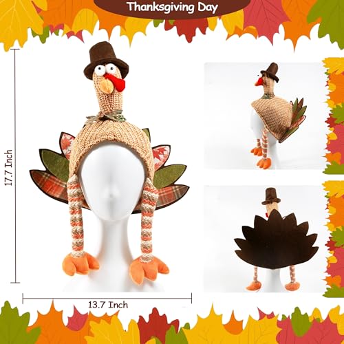 Ogrmar 2 Pcs Plush Turkey Hat, Funny Turkey Headwear for Thanksgiving Night Event, Dress-up Party, Thanksgiving Decor