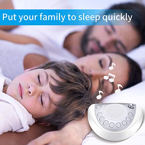 Raynic White Noise Machine, Battery Powered Sound Machine, Portable Sleep Machine with 24 Natural Soothing Sounds, Timer, USB Port, Headphone Jack for Baby, Kids, Adults, Travel, Office, Home (Silver)