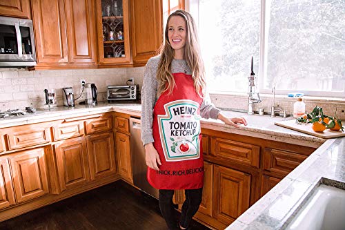 Heinz Tomato Ketchup Cooking Apron | BBQ Grilling And Cooking Essentials | Serving Chef Apron With Long Ties | Home Kitchen Gift Ideas | One Size Fits Most Adults