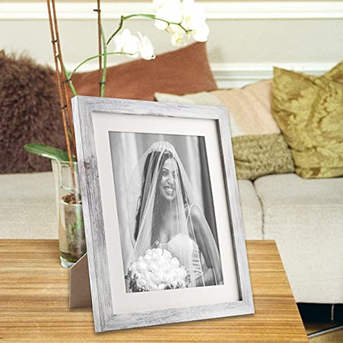 TOFOREVO Picture Frames 8x10 Set of 2 Distressed White Wood Grain Photo Frame for Gallery Wall Mounting or Tabletop Display