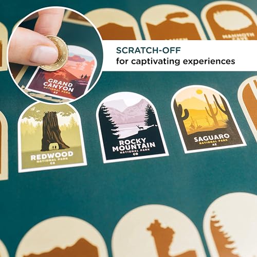 Enno Vatti US National Parks Scratch Off Poster - Map of 63 National Parks of the United States - Travel Bucket List - Gift for Travelers - Road Trip Adventure Checklist - Pop Chart - 16" x 20"