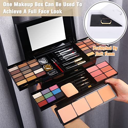 Professional Makeup Kit for Women Full Kit with Mirror 58 Colors All in One Make up Gift Set for Girls Included Eyeshadow,Compact Powder,Blusher,Lipstick,Eyebrow Pencil,Gitter Gel,Eyeliner,Mascara (N)