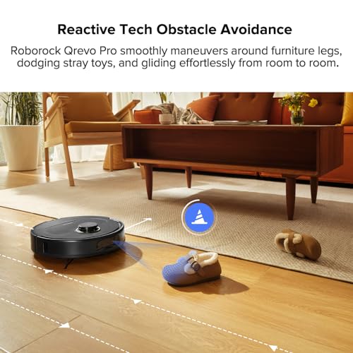 roborock Qrevo Pro Robot Vacuum and Mop with FlexiArm Design Edge Mopping, Dynamic Hot Water Mop Washing and Auto Mop Drying, Intelligent Dirt Detection, 7,000 Pa Suction, Only Support 2.4G WiFi