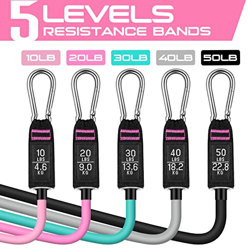 RENRANRING Resistance Bands for Working Out, 150LBS Exercise Bands, Workout Bands, Resistance Bands Set with Handles for Men Women, Legs Ankle Straps for Muscle Training