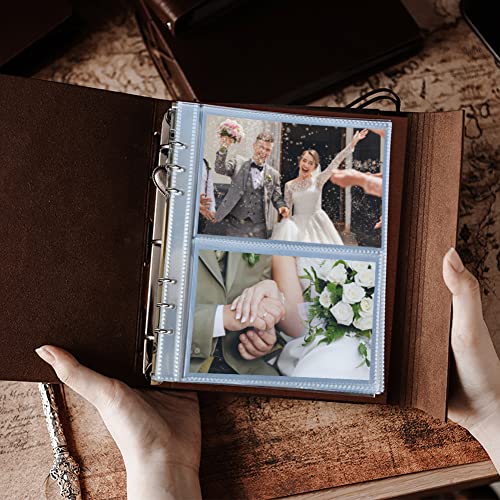 Photo Album 4x6 120 Photos, Leather Photo Albums with Writing Space With 30 Writing Paper, Travel Family Wedding Kids Graduation Ultrasound Baby Picture Album Scrapbook Photo Album