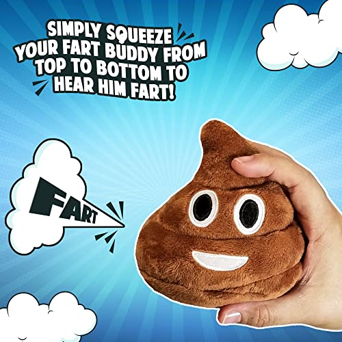 Poop Farting Plush Toy - Makes 7 Funny Fart Sounds – Squeeze Fart Buddy to Hear Him Fart - Easter Basket Stuffer - Fun Dog Toy - Fart Toy for Boys & Girls - Gag Gifts for Kids - a Super Cute 4 x 4.5