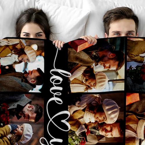 Gemuniya Personalized Valentine's Day Gifts for Boyfriend Girlfriend, Custom Photo Blankets with Names, I Love You Birthday Gifts for Wife Husband Her Him Anniversary Wedding Couple Gifts