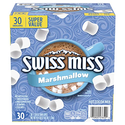 Swiss Miss Chocolate Hot Cocoa Mix With Marshmallows, 30 Count Hot Cocoa Packets (8 Pack)