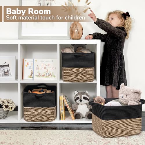 Goodpick Cube Storage Bins - Towel, Book, Cloth, Shoes, Closet Shelf Woven Baskets for Office, Baby Laundry, Toys, 13''x10''x9''