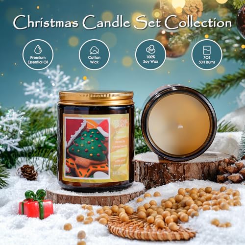 Christmas Candle | Christmas Cookies Scented Candle - Christmas Scented Candles for Home, Soy Candles for Home Scented - Holiday Candle Gifts Christmas Gift for Women and Men - 7 oz Jar Candles