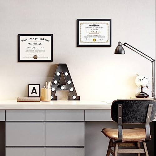 upsimples 8.5x11 Picture Frame Certificate Document Frame with High Definition Glass,5 Pack Diploma Frames for Wall and Tabletop,Black