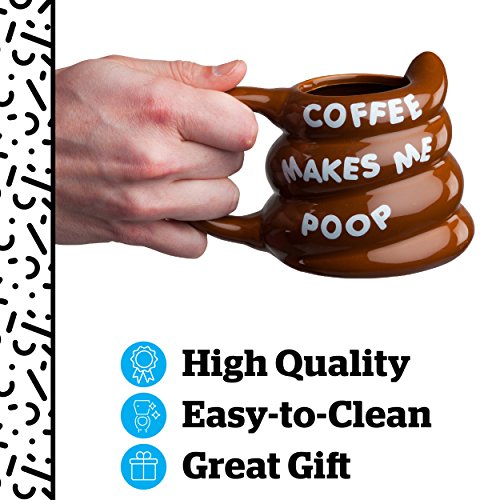 BigMouth Inc funny mugs - Coffee mug with funny sayings - Coffee makes me poop cups for women, men - Cool adult gifts - 14 ounces