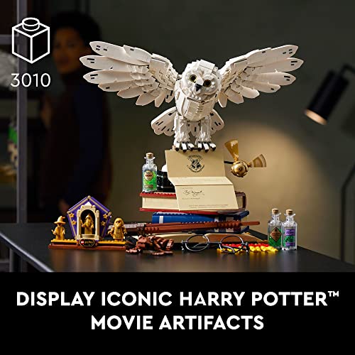 LEGO Harry Potter Hogwarts Icons - Collectors' Edition 76391 20th Anniversary Collectable Hedwig Owl Model, with 3 Exclusive Golden Minifigures: Dumbledore, McGonagall and Hagrid; Great Gift Idea