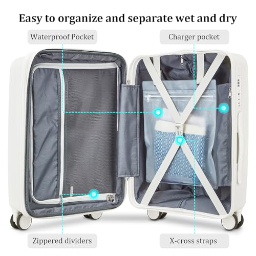 Joyway Carry on Luggage Airline Approved, Expandable 20 Inch Carry-on Suitcase with Spinner Wheels and Charger, Hard Shell Lightweight Rolling Travel Luggage with TSA Lock