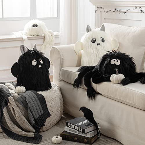 Ashler Halloween Spider Pillows, Cute Spider Shaped Throw Pillow, Fluffy Spider Cushion for Happy Halloween Decorative Gifts, Black Spider Pillows 10.5 X 10.5 Inches