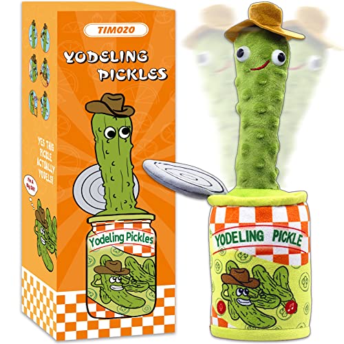 Yodeling Pickle, Talking Yodeling Toy Repeats What You Say, Singing Pickle Plush Toys - Rechargeable Twisted Mimicking Toy Singing Dance, Funny Prank Novelty Gag Gift for Adults & Kids