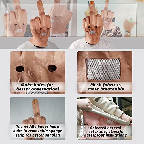 MOKRY PARTY Middle Finger Funny Head Mask Costume Party Prop Adult Latex Middle Finger Mask