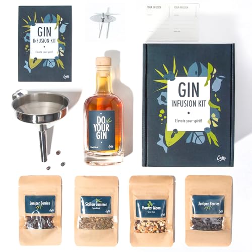 Gin Infusion Kit by Craftly | Natural Botanicals for Homemade Cocktails | Cocktail Making Kit | Birthday Gifts for Him & Her | Gifts for Men & Women | Includes Spices & Bottle