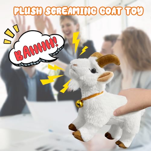 WYZOID Screaming Goat Toy, Screaming Goat Plush Toy, Makes Fun Screaming Goat Sounds, Features Goat Bell, Fun Gift for Friends and Co-Workers