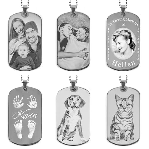 Custom Photo Engraving Dog Tag Necklace - Personalized Jewelry for Lover, Mom, Dad, Friend, Family & Pet Lovers - Cherished Memorial Gift