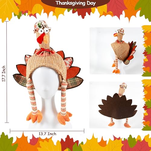 Ogrmar 2 Pcs Plush Turkey Hat, Funny Turkey Headwear for Thanksgiving Night Event, Dress-up Party, Thanksgiving Decor