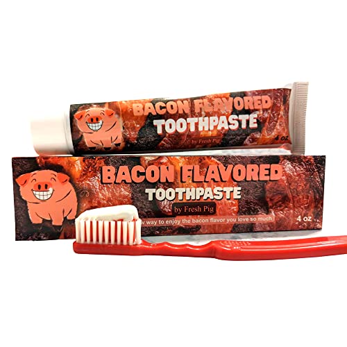 Fresh Pig Bacon Flavored Toothpaste - Gift Ideas for Bacon Lovers Funny Bacon Gag Gifts Under 10, Coworkers White Elephant Gifts for Adults Fluoride Free Christmas Stocking Stuffers Gift for Men