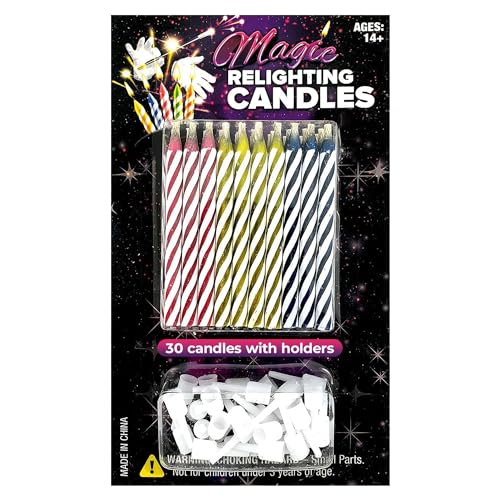 Laughing Smith Magic Relighting Candles - (30 pk) - Trick Happy Birthday Party Decorations for Cakes - Prank Celebration Candle - for Kids & Fun-Loving Adults