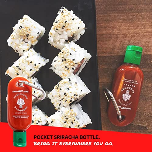 Pocket Sriracha Mini Sriracha Hot Sauce Bottle Keyring 3 PACK Bring Hot Sauce with you Everywhere - Great Chilli Sauce Gift (Shipped Empty)