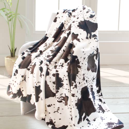 Cow Print Blanket Soft Fleece Flannel Cozy Cute Cow Blankets Warm Plush Lightweight Throw Blanket All-Season for Couch Sofa Bed Cow Blankets and Throws for Adults Kids Boys Teens Gifts 50"x60"