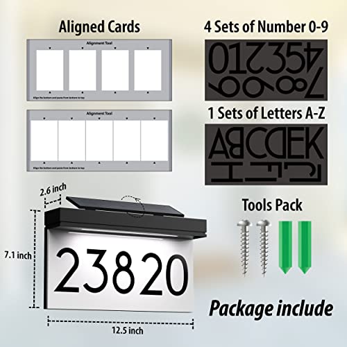 House Numbers Address Plaques 3 Lighting Colors & Adjustable Solar Panel Personalized House Number for Outside, LED Solar Powered Address Sign Outdoor Waterproof