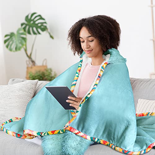 Llama Wearable Hooded Blanket for Adults – Super Soft Warm Cozy Plush Flannel Fleece Throw & Sherpa Hoodie Cloak Wrap - Llama Gifts for Women Adults Girls and Kids