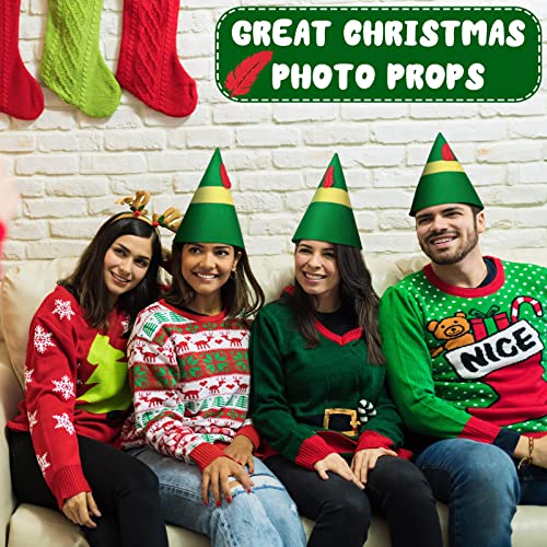 Geyoga 8 Pieces Christmas Elf Hat The Elf Costume Accessories Christmas Hats for Xmas Holiday Cosplay Gifts Party Supplies