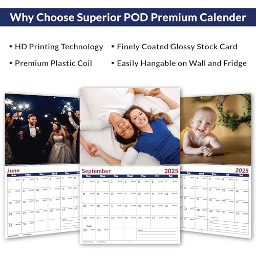 Custom Photo Wall Calendar 2025 for Home & Office - Print Your 13 Memories & Make Your Own Personalized Calendar 2025 - Customized Christmas Gift