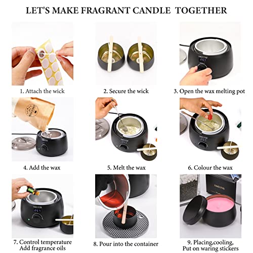 SAEUYVB Candle Making Kit for Adults with Hot Plate, DIY Starter Soy Candle Making Supplies/Kit - Perfect as Home Decorations（Black）