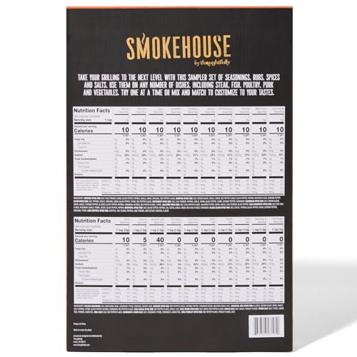 Smokehouse by Thoughtfully Ultimate Grilling Spice Set, Grill Seasoning Gift Set Flavors Include Chili Garlic, Rosemary and Herb, Lime Chipotle, Cajun Seasoning and More, Pack of 20