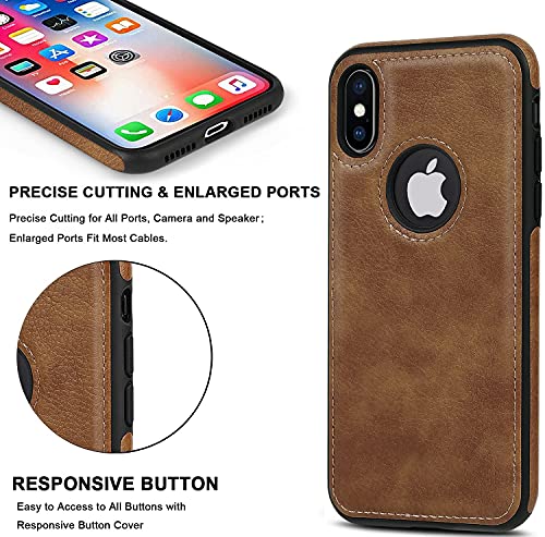 USLOGAN Vegan Leather Phone Case for iPhone Xs Max Luxury Elegant Vintage Slim Phone Cover 6.5 inch (Brown)