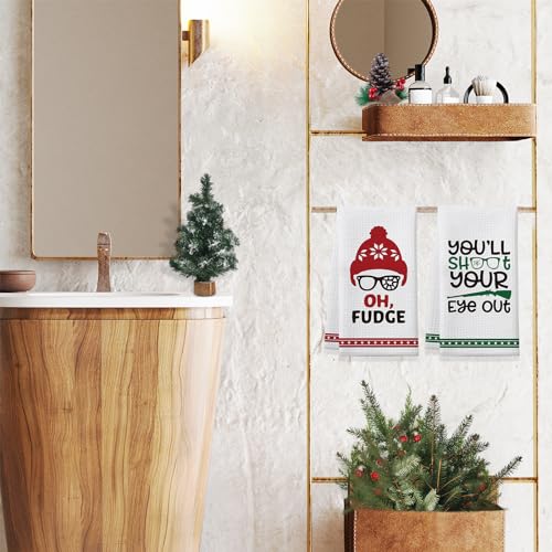 A Christmas Story Merchandise Gifts, 2 Pack Funny Christmas Kitchen Towels, Christmas Story Holiday Collection Decoration, Cute Christmas Home Kitchen Bathroom Decor, Novelty Xmas Gift for Women Men