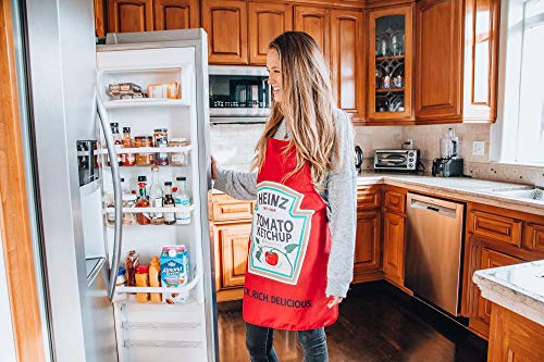 Heinz Tomato Ketchup Cooking Apron | BBQ Grilling And Cooking Essentials | Serving Chef Apron With Long Ties | Home Kitchen Gift Ideas | One Size Fits Most Adults