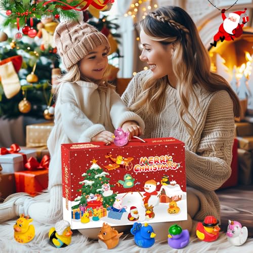 Advent Calendar 2024 Rubber Duck Advent Calendar 24 Days of Christmas Countdown Toys for Kids Boys and Girls Christmas Party Favors Gifts